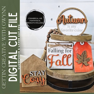 Glowforge File | Laser SVG File | Fall Tier Tray SVG | Tier Tray SVG| Laser Cut File | Fall Laser Decor | Pumpkin Tier Tray File | Fall Tier