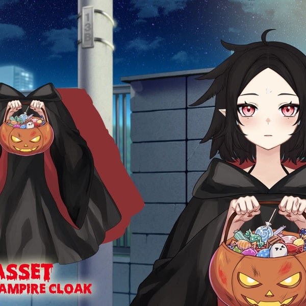 Vtuber Asset Halloween Vampire Costume Blanket PNG Version