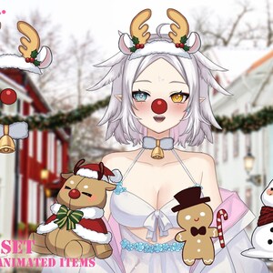 Vtuber Asset Animated Christmas Winter bear teddy snowman reindeer items model