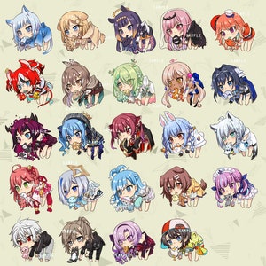 Vtuber Hololive Nijisanji En glitter chaveiro ina calliope mori kiara amelia gawr gura marine subaru aqua pekora suisei fubuki korone