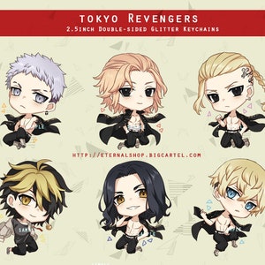 Tokyo Toman Boys 2.5 glitter keychain Baji Mikey Draken Chifuyu Kazutora Mitsuya