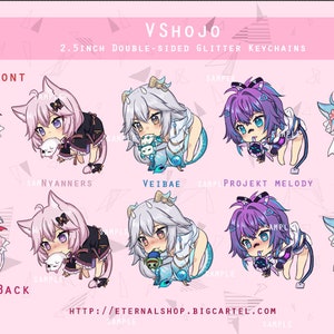 Vshojo glitter keychain ironmouse veibae projekt melody silverdale nyanners