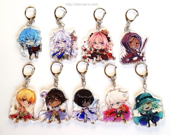 Fate Grand Order FGO 2.5 inch glitter keychain merlin astolfo cu gilgamesh ozymandias karna arjuna edmond dantes hans