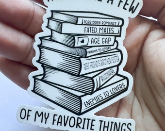 Favorite thing Book tropes, bookish, stickers for kindle, ereader book reader, waterproof sticker