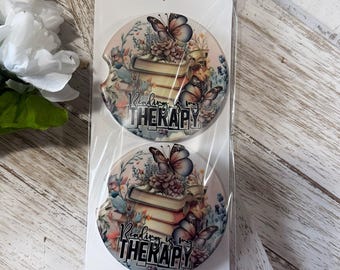 Bücher sind meine Therapie, Reader Auto Untersetzer Set