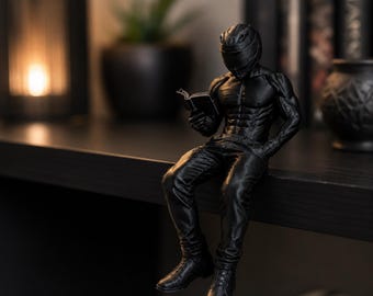 Motorcycle Reader Bookshelf Decor | 3D Printed Sitting Shelf Sitter | Dark Romance Bookish Decor | Lightweight Book Nook Accent