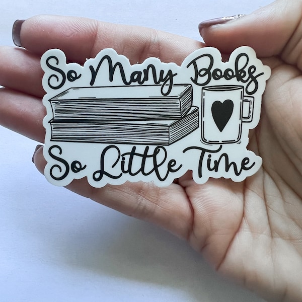 So many books, bookish, kindle, ereader book reader, waterproof sticker