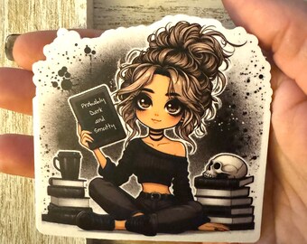 Probably Dark and Smutty doll, Dark Romance bookish , kindle, ereader, laptop sticker, waterproof sticker