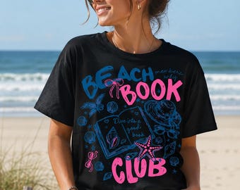 Beach Book Club Tee | Summer Reader Shirt | Coastal Book Lover Gift | Booktok Inspired Graphic Tee | Cute Beach Reading Shirt