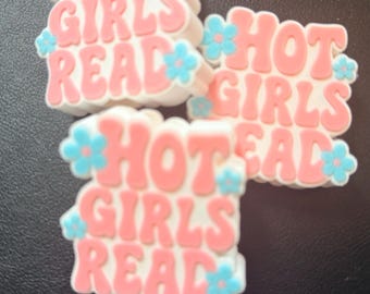 Hot Girls Read Straw Topper | 3D Printed 40 oz Tumbler Straw Charm | Bookish Cup Accessory