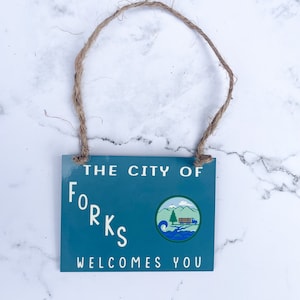 Forks Washington mini sign, Christmas tree ornament, farmhouse Christmas ornament