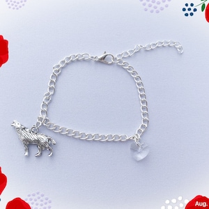 Bella wolf/crystal heart charm  Bracelet