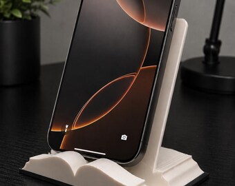 Book-Inspired Phone Stand | 3D Printed Desk Accessory | Reader Gift | Phone Holder