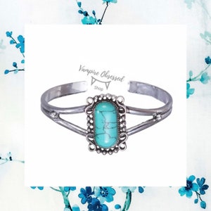 Bella, Ancient Silver Turquoise Adjustable cuff bracelet