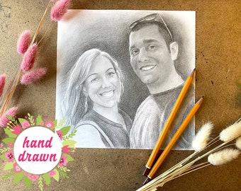 Hand Drawn Portrait. Custom Pencil portrait. Family portrait. Pencil drawing. Gift for mom.  Portraits in Pencil