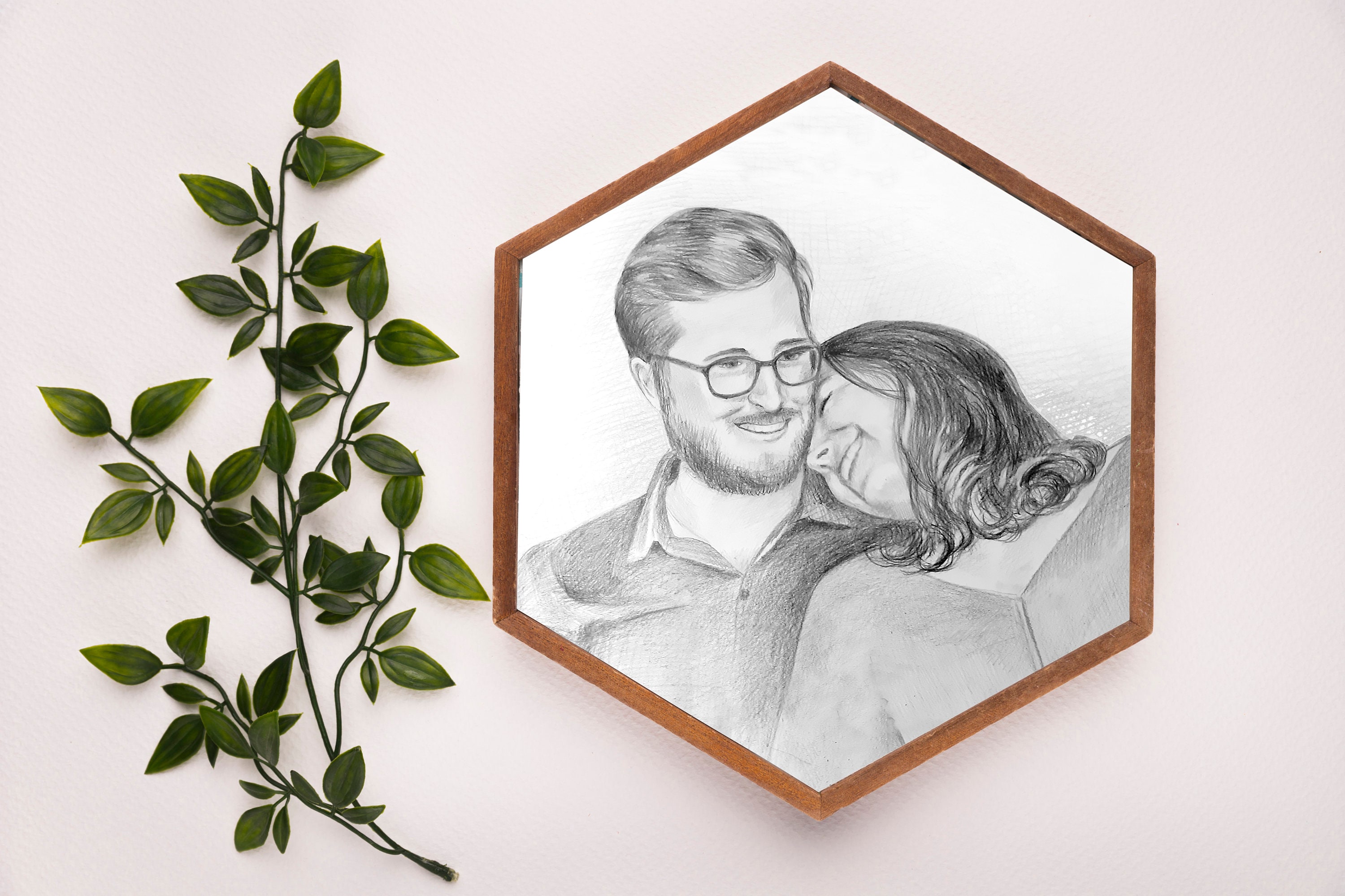 Hexagon Picture Frame Hexagon Wood Frame Personalized Photo Etsy