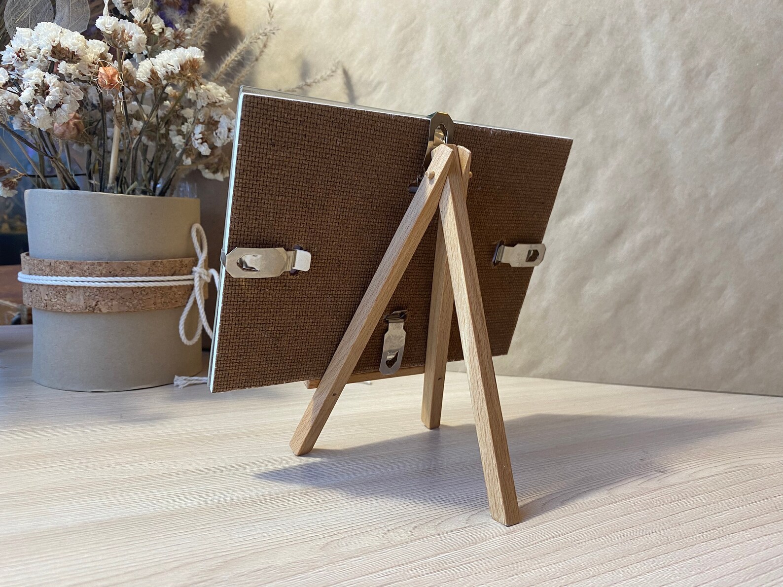 Mini Easel With Glass Clip Frame Desktop Stand Natural Wooden Etsy