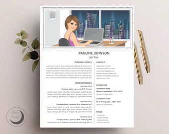 Clean Modern Template Creative | Resume Template + Cover Letter | Instant Digital Download | 'Pauline' | Resume lay-out and writing add-on
