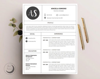 Clean Modern Template Creative | Resume Template + Cover Letter | Instant Digital Download | 'Angela' | Resume lay-out and writing add-on