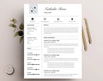 Clean Modern Template Conservative | Resume Template + Cover Letter | Instant Download | 'Nathalie' | Resume lay-out and writing add-on