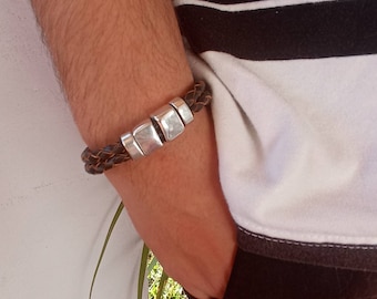 Anniversary gift for men, handmade bracelet for men, gift for dad, gifts for couples, gift for my boyfriend, leather bracelet for men