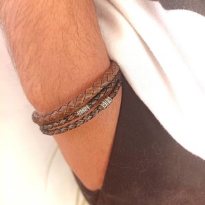 Handmade leather bracelet, men&#39;s bracelet, gift for dad, gift for couple, anniversary gift, personalized bracelets, unique
