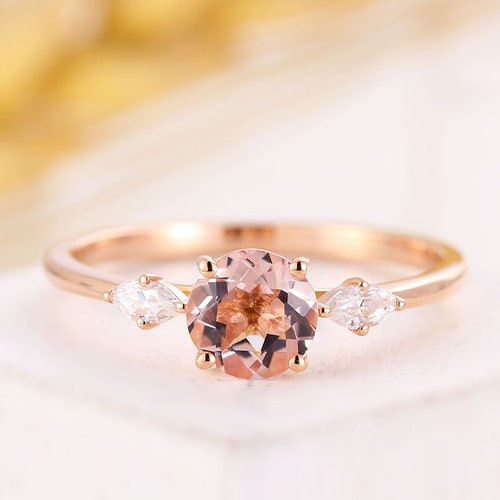 Vintage Pink Morganite Engagement Ring Oval Rose Gold Ring Art - Etsy