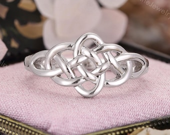 Celtic Knot Wedding Ring, White Gold Irish Band, Celtic Love Knot Ring by CPFineJewelry