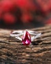 Vintage ruby engagement ring pear shaped ruby rings white gold split band art deco diamond anniversary ring unique bridal promise ruby ring 