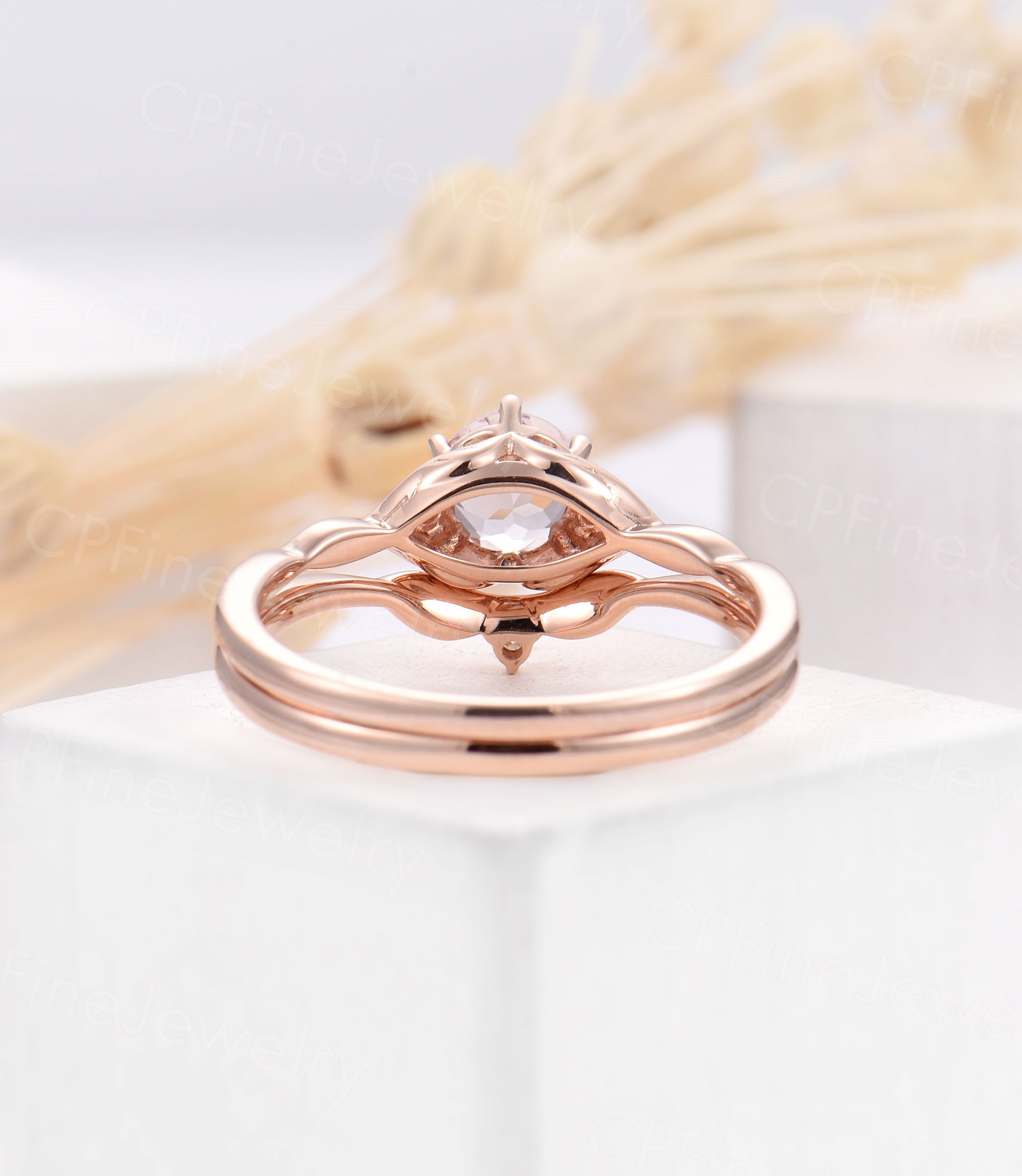 Morganite & Diamond End Set Dress Ring in 9ct Rose Gold main image 0