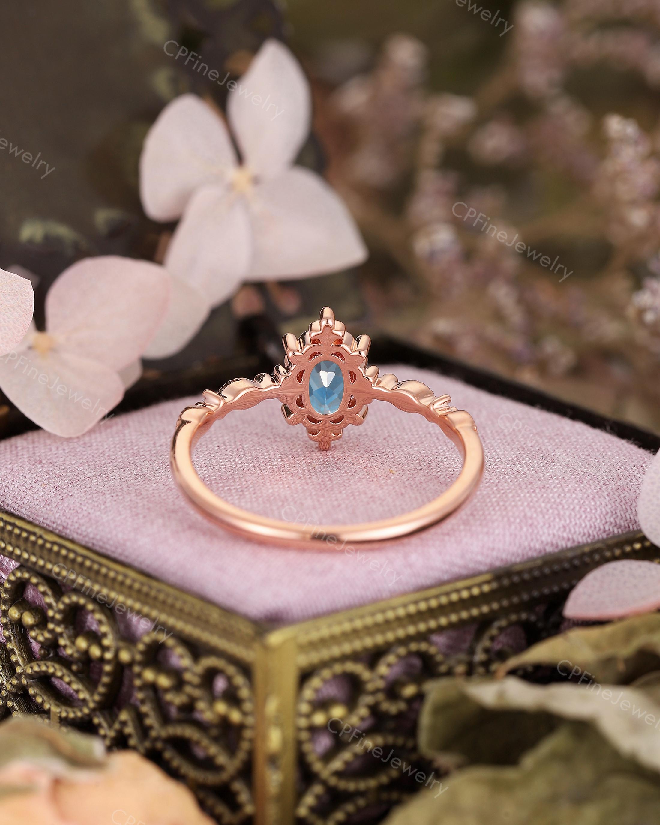 CPFineJewelryのアレキサンドライトエンゲージリング、18Kローズ 