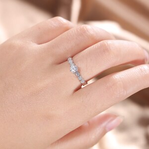 Unique moissanite engagement ring 14k white gold,diamond band ring ,promise ring,ring women,anniversary bridal ring image 6