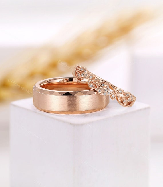 Mens Rings Wedding Ring Set Couple's Women's 10k Gold Filled CZ
