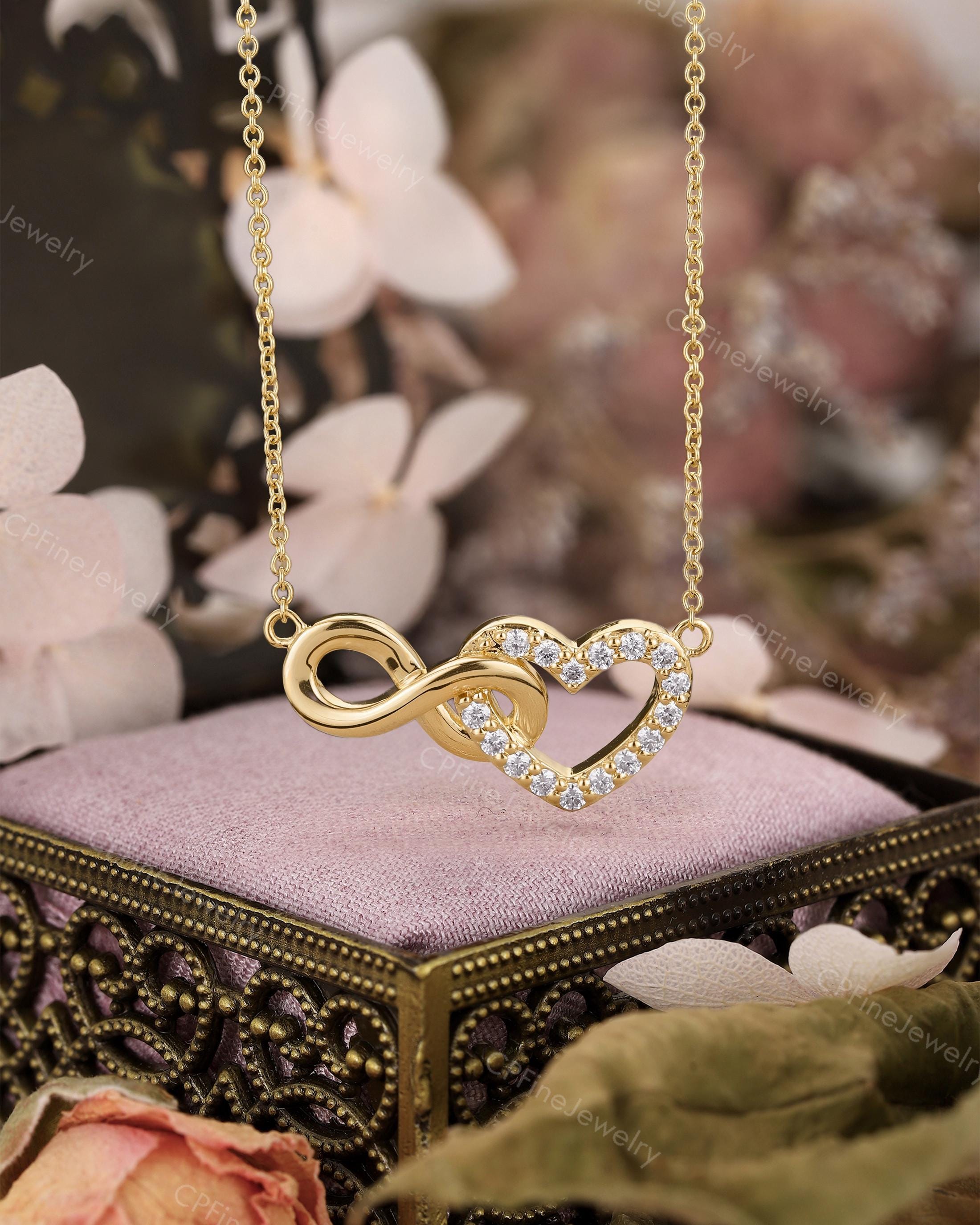 Infinity & Love Heart Necklace, Friendship Gift for Her, Dainty