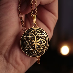 Pendant damascene star David, damascene pendant with gold 24 kt, Damascene from Toledo, Pendant sacred geometry