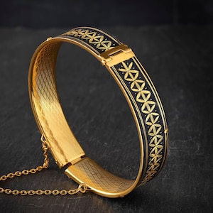 Damascene bracelet with 24 kt gold Flower of life sacred geometry