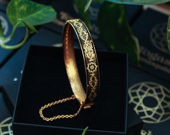 Handgemaakte damasceen armband met goud en groen goud