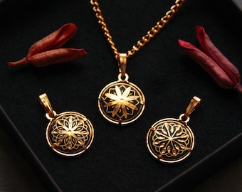Pendant small Damascene handmade with gold of 24 kt