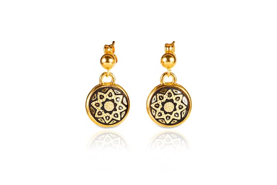 Damascene Earrings. Handmade Earrings. Silver Earrings. Earrings Design Star. Damascene Jewelry. Piece of Steel. Crafts From Toledo. Spain. Etsy