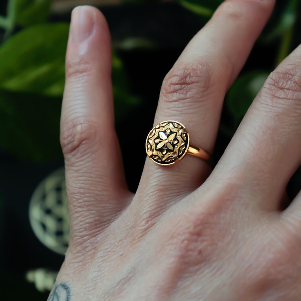 Ring Damascene handmade with 24 kt gold