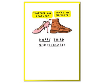 Funny 3rd Anniversary Card: 'Together For Leather' Design