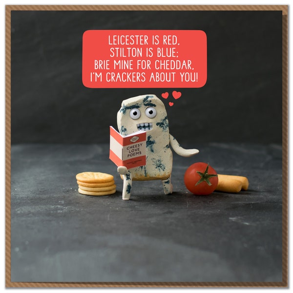 Leicester es Red, Stilton es Azul. Cheesy Valentine's Day or Anniversary Card