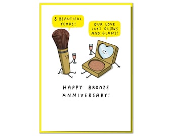 Funny 8th Anniversary Card, Bronze Anniversary