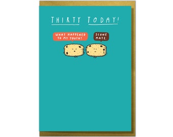 What Happened to My Youth? Scone Mate. Funny 30th Birthday Card