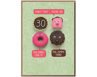 Funny Donut 30th Birthday Card: Friend, Husband, Wife