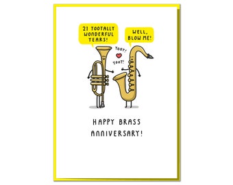 Funny 21st Anniversary Card: Tootally Brass Anniversary