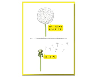 Funny Bald Birthday Card: Dandelion Design