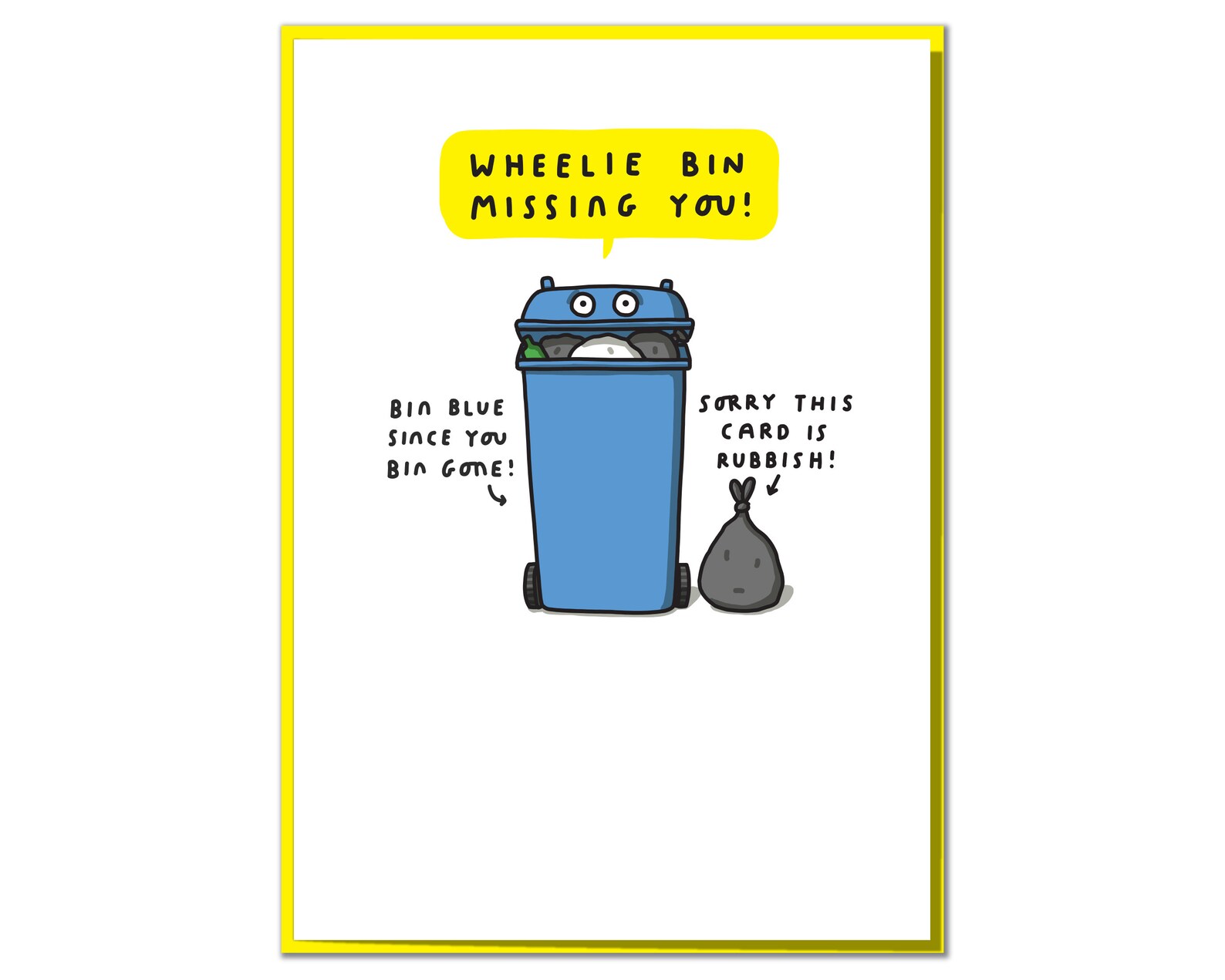 Wheelie Bin Missing You Funny Sweet Missing You Card Etsy