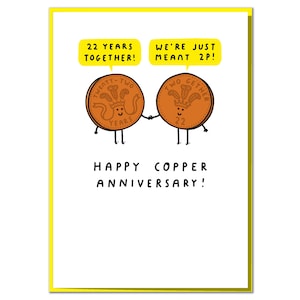Tarjeta divertida del 22.º aniversario - Aniversario del cobre