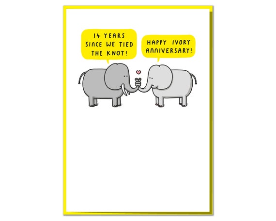 14 Years Since We Tied the Knot! Cute Ivory 14th Anniversary Card